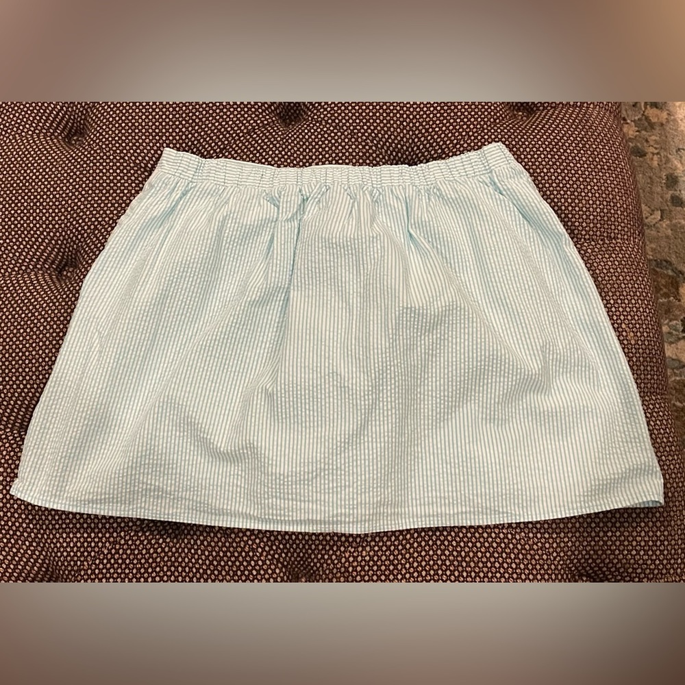 Lilly Pulitzer Seersucker turquoise blue/white striped skirt. GUC SZ large